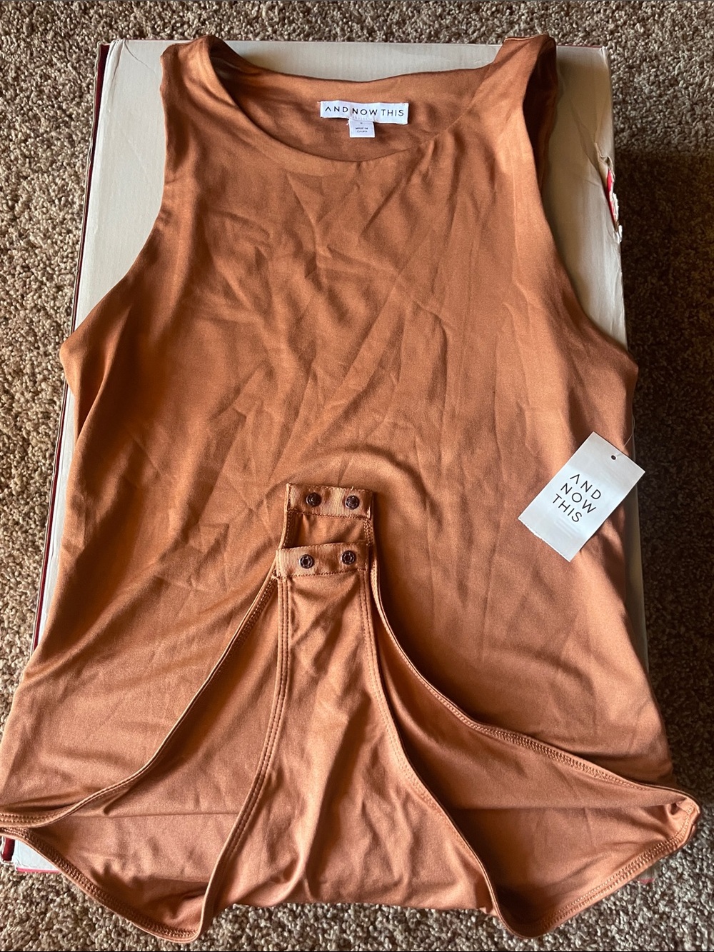 AND NOW THIS Rust-Tone Sleeveless Snap-Front Bodysuit
